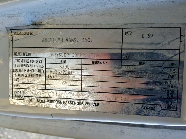 2B6HB21Y3VK539381 - 1997 DODGE RAM VAN B2 WHITE photo 10