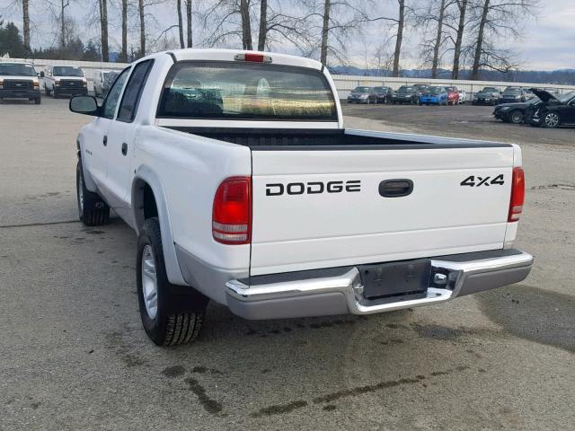 1B7HG2AN01S265799 - 2001 DODGE DAKOTA QUA WHITE photo 3