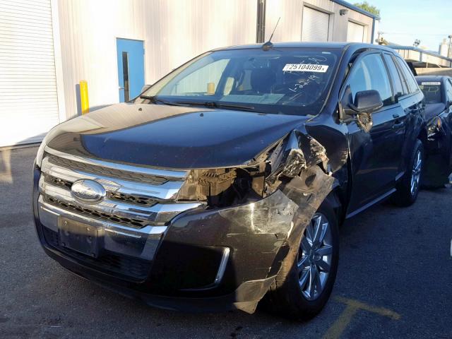 2FMDK3JC2EBA25540 - 2014 FORD EDGE SEL BLACK photo 2