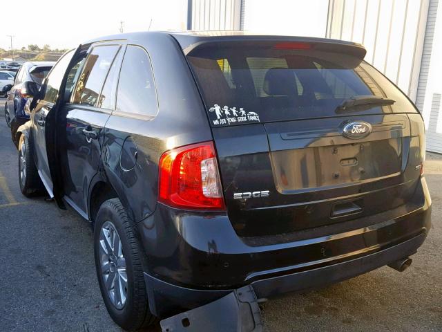 2FMDK3JC2EBA25540 - 2014 FORD EDGE SEL BLACK photo 3