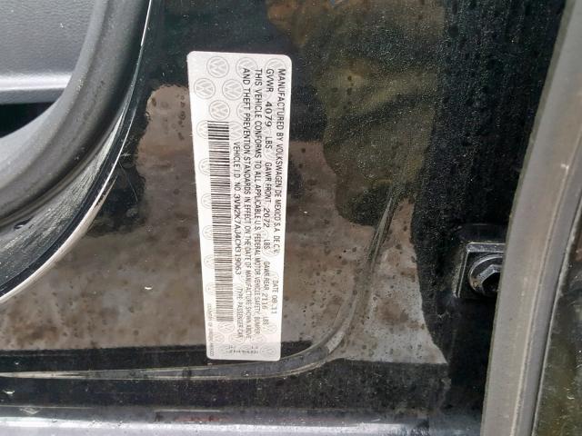 3VW2K7AJ4CM319063 - 2012 VOLKSWAGEN JETTA BASE Սև լուսանկար 10