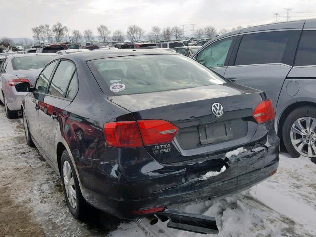 3VW2K7AJ4CM319063 - 2012 VOLKSWAGEN JETTA BASE Սև լուսանկար 3