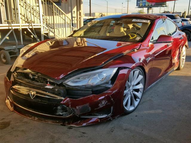 5YJSA1DP9CFS00920 - 2012 TESLA MODEL S RED photo 2