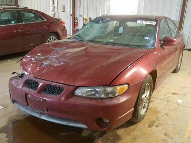 1G2WP52K0YF260204 - 2000 PONTIAC GRAND PRIX BURGUNDY photo 2