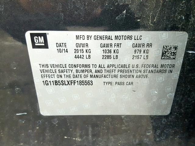 1G11B5SLXFF185563 - 2015 CHEVROLET MALIBU LS CHARCOAL photo 10