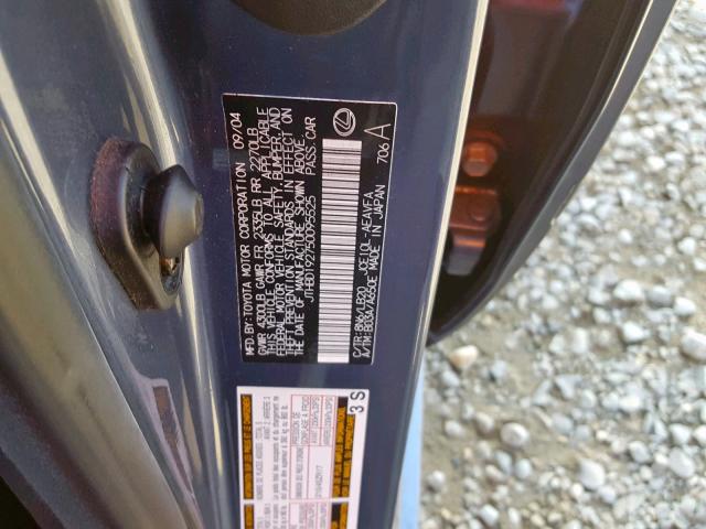 JTHBD192750095525 - 2005 LEXUS IS 300 BLUE photo 10