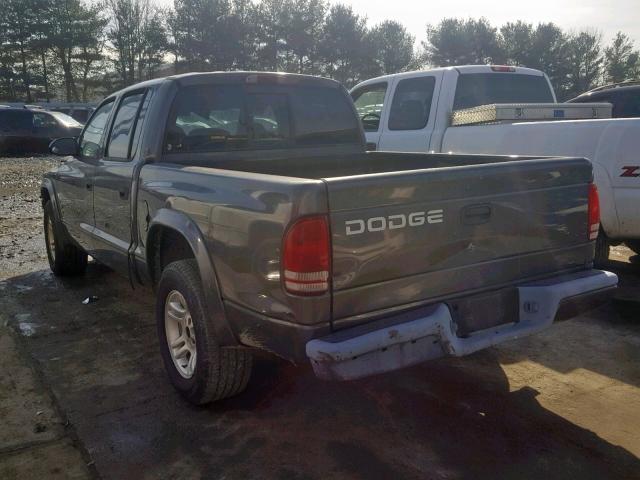 1B7HL38X92S540046 - 2002 DODGE DAKOTA QUA GRAY photo 3