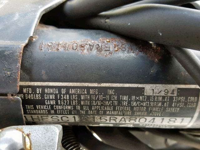 1HFSC1815RA804181 - 1994 HONDA VT1100 C BLACK photo 10