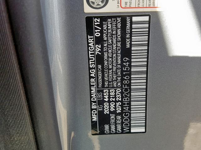 WDDGJ4HB2CF861549 - 2012 MERCEDES-BENZ C 250 SILVER photo 10