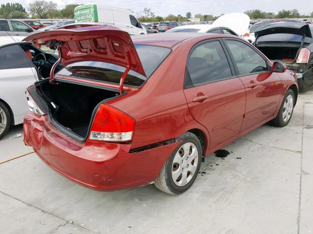 KNAFE221695633354 - 2009 KIA SPECTRA EX BURGUNDY photo 4