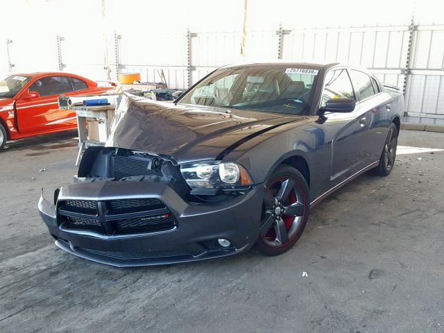 2C3CDXHG2EH203362 - 2014 DODGE CHARGER SX GRAY photo 2