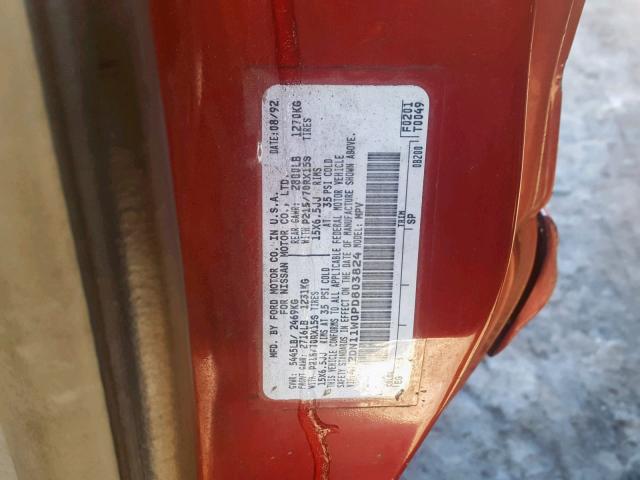 4N2DN11W0PD803824 - 1993 NISSAN QUEST GXE RED photo 10