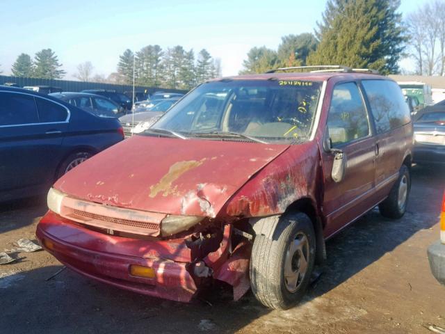 4N2DN11W0PD803824 - 1993 NISSAN QUEST GXE RED photo 2