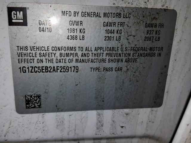 1G1ZC5EB2AF259179 - 2010 CHEVROLET MALIBU 1LT WHITE photo 10