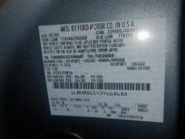 1LNHM86S43Y668688 - 2003 LINCOLN LS SILVER photo 10
