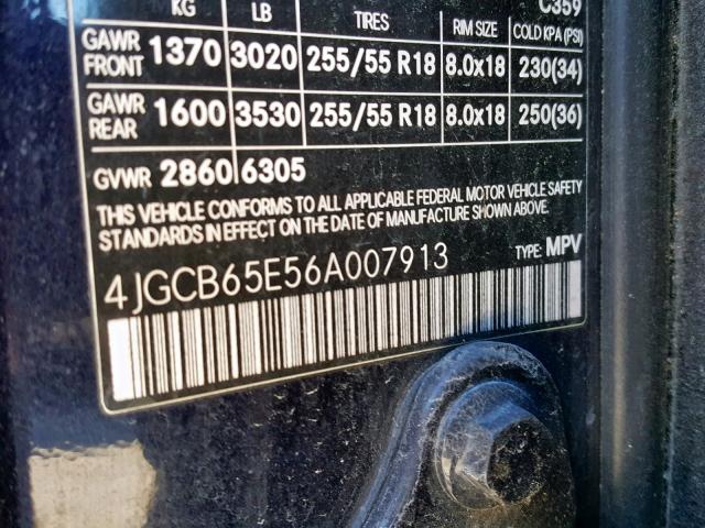 4JGCB65E56A007913 - 2006 MERCEDES-BENZ R 350 BLUE photo 10