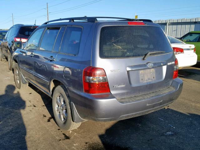 JTEEP21A740005668 - 2004 TOYOTA HIGHLANDER BLUE photo 3