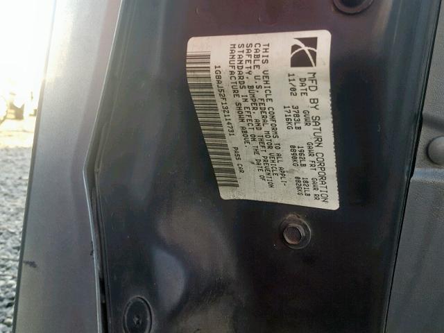 1G8AJ52F13Z114731 - 2003 SATURN ION LEVEL BLUE photo 10