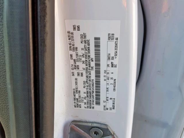 1FMCU0F79EUC69275 - 2014 FORD ESCAPE S WHITE photo 10