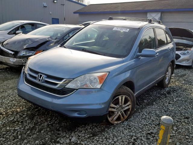 5J6RE3H74AL006339 - 2010 HONDA CR-V EXL BLUE photo 2