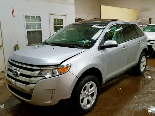 2FMDK4JCXEBA82218 - 2014 FORD EDGE SEL SILVER photo 2