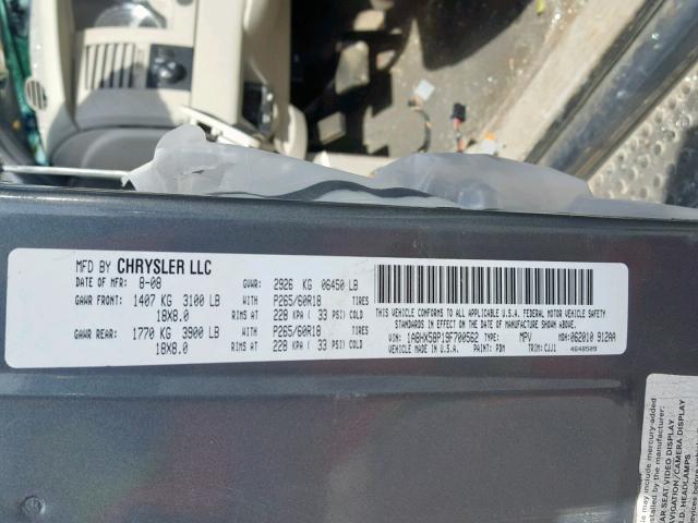 1A8HX58P19F700562 - 2009 CHRYSLER ASPEN LIMI GRAY photo 10