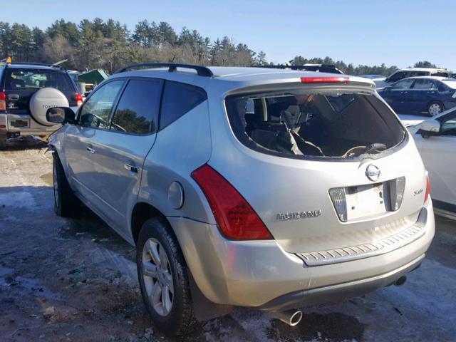 JN8AZ08W17W631015 - 2007 NISSAN MURANO SL SILVER photo 3