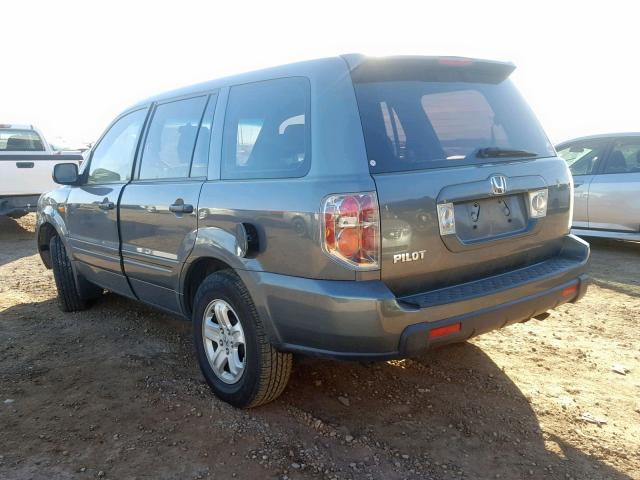 5FNYF28157B025840 - 2007 HONDA PILOT LX GRAY photo 3