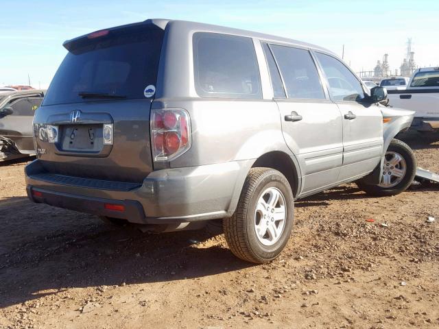 5FNYF28157B025840 - 2007 HONDA PILOT LX GRAY photo 4