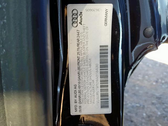 WAURV78T09A016400 - 2009 AUDI S5 QUATTRO BLACK photo 10