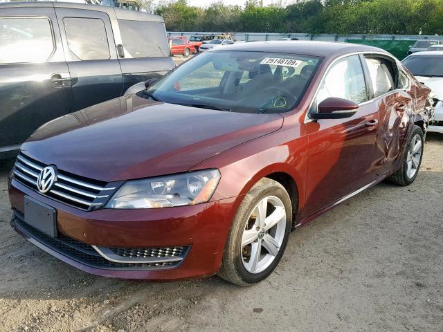 1VWBP7A32CC042143 - 2012 VOLKSWAGEN PASSAT SE BURGUNDY photo 2