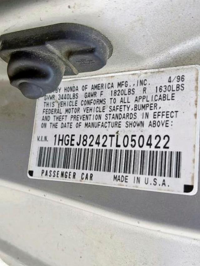 1HGEJ8242TL050422 - 1996 HONDA CIVIC EX GRAY photo 10