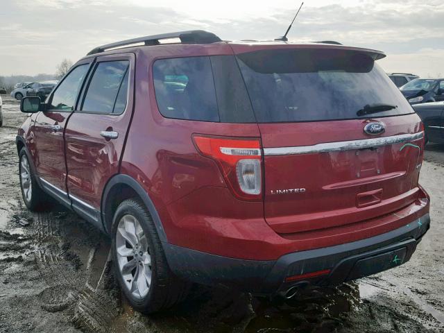 1FM5K8F85DGA29496 - 2013 FORD EXPLORER L RED photo 3