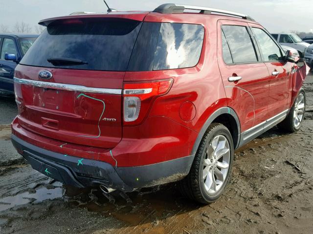 1FM5K8F85DGA29496 - 2013 FORD EXPLORER L RED photo 4