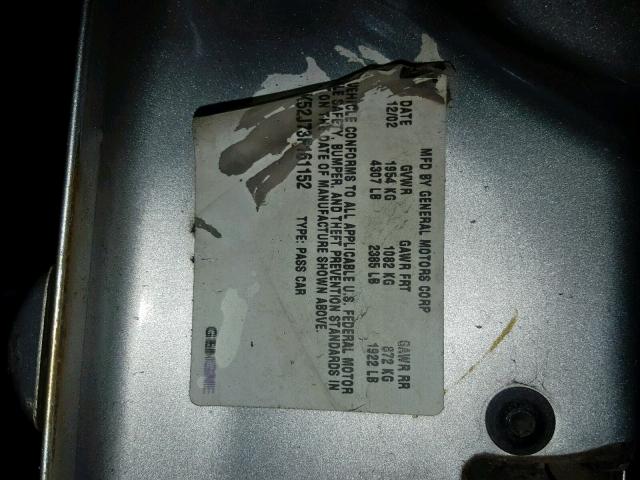 1G2WK52J73F161152 - 2003 PONTIAC GRAND PRIX SILVER photo 10