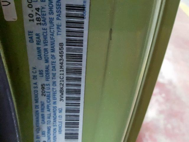 3VWBK21C11M434558 - 2001 VOLKSWAGEN NEW BEETLE Yaşıl foto 10