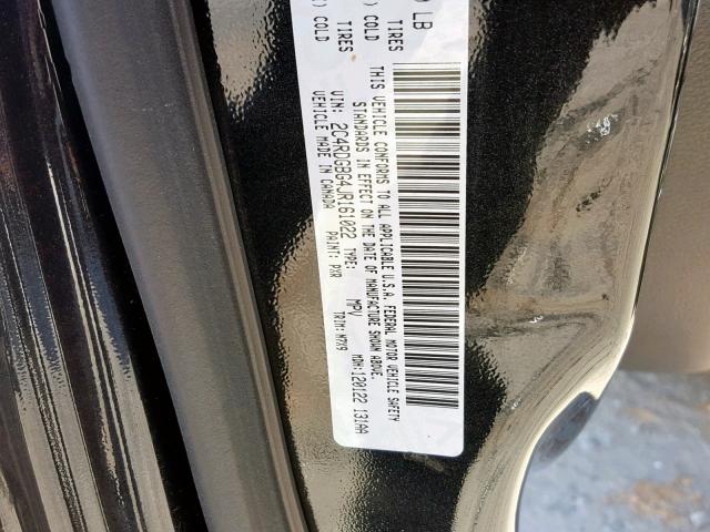 2C4RDGBG4JR161022 - 2018 DODGE GRAND CARA BLACK photo 10