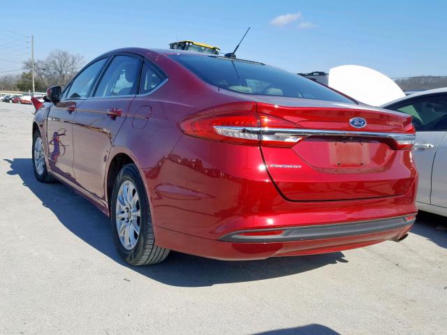 3FA6P0G77JR183929 - 2018 FORD FUSION S MAROON photo 3