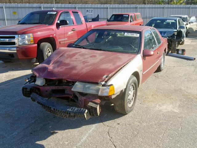 1MEPM6249PH623228 - 1993 MERCURY COUGAR XR7 RED photo 2