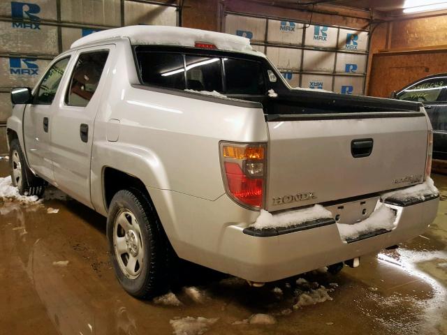 2HJYK16298H517313 - 2008 HONDA RIDGELINE SILVER photo 3