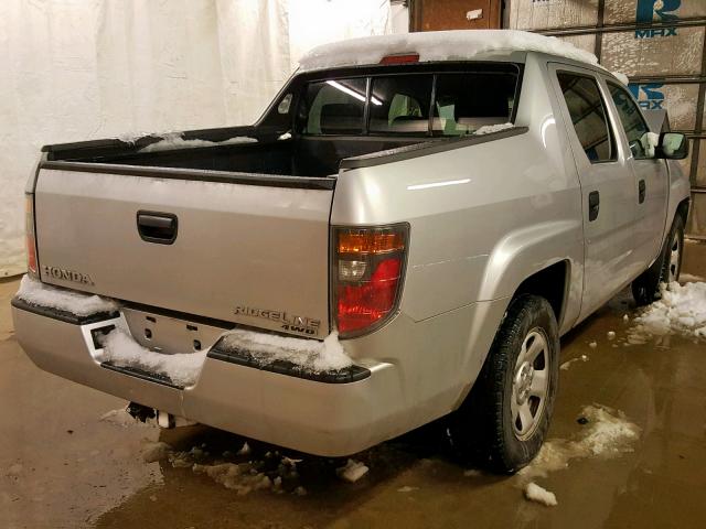 2HJYK16298H517313 - 2008 HONDA RIDGELINE SILVER photo 4