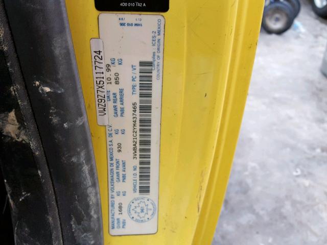 3VWBA21C2YM437465 - 2000 VOLKSWAGEN NEW BEETLE Sarı foto 10