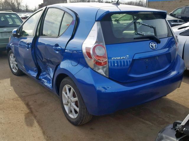 JTDKDTB33C1012535 - 2012 TOYOTA PRIUS C BLUE photo 3