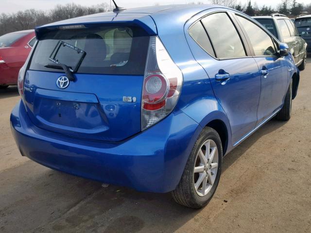 JTDKDTB33C1012535 - 2012 TOYOTA PRIUS C BLUE photo 4