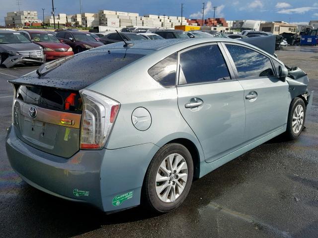 JTDKN3DP6C3004382 - 2012 TOYOTA PRIUS PLUG TURQUOISE photo 4