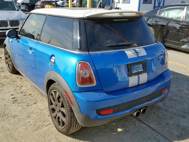 WMWMF7C55ATZ72190 - 2010 MINI COOPER S BLUE photo 3