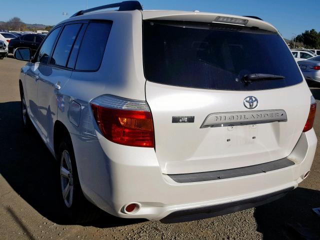 5TDKK3EH3AS018588 - 2010 TOYOTA HIGHLANDER WHITE photo 3