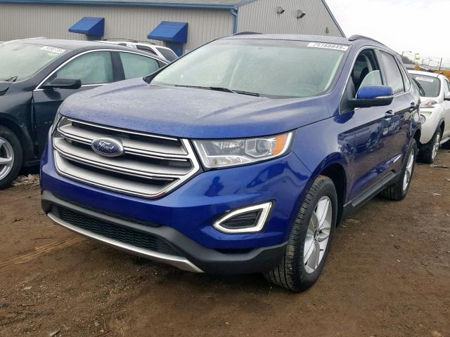 2FMTK3J96FBC38136 - 2015 FORD EDGE SEL BLUE photo 2