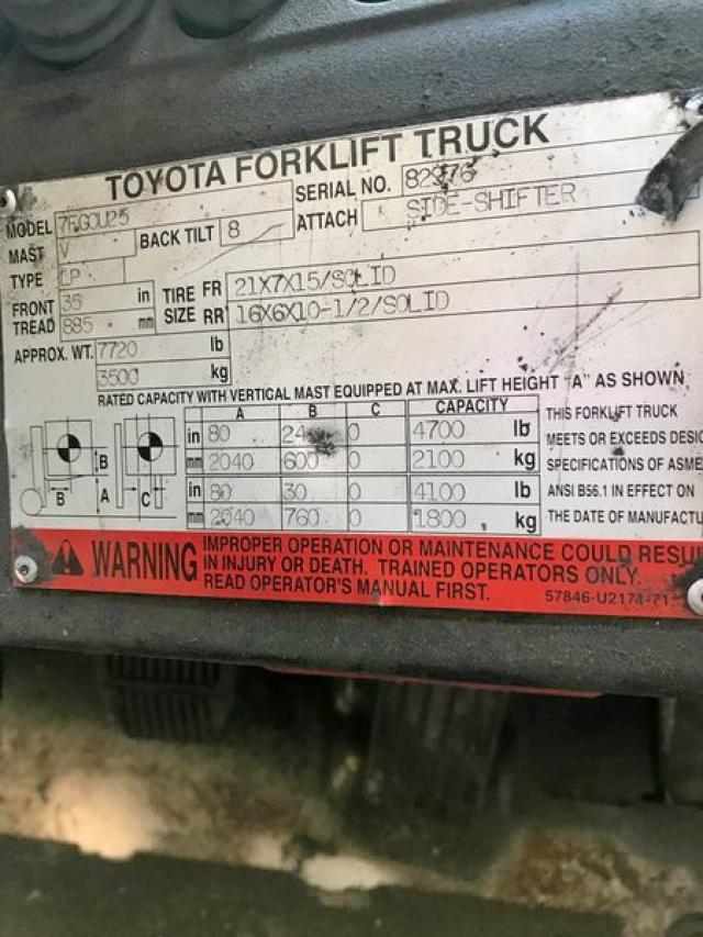 7FGCU2582976 - 2004 TOYOTA FORKLIFT UNKNOWN - NOT OK FOR INV. photo 10