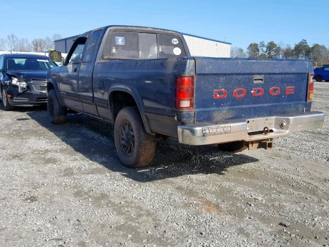 1B7GG23Y2PS264343 - 1993 DODGE DAKOTA BLUE photo 3